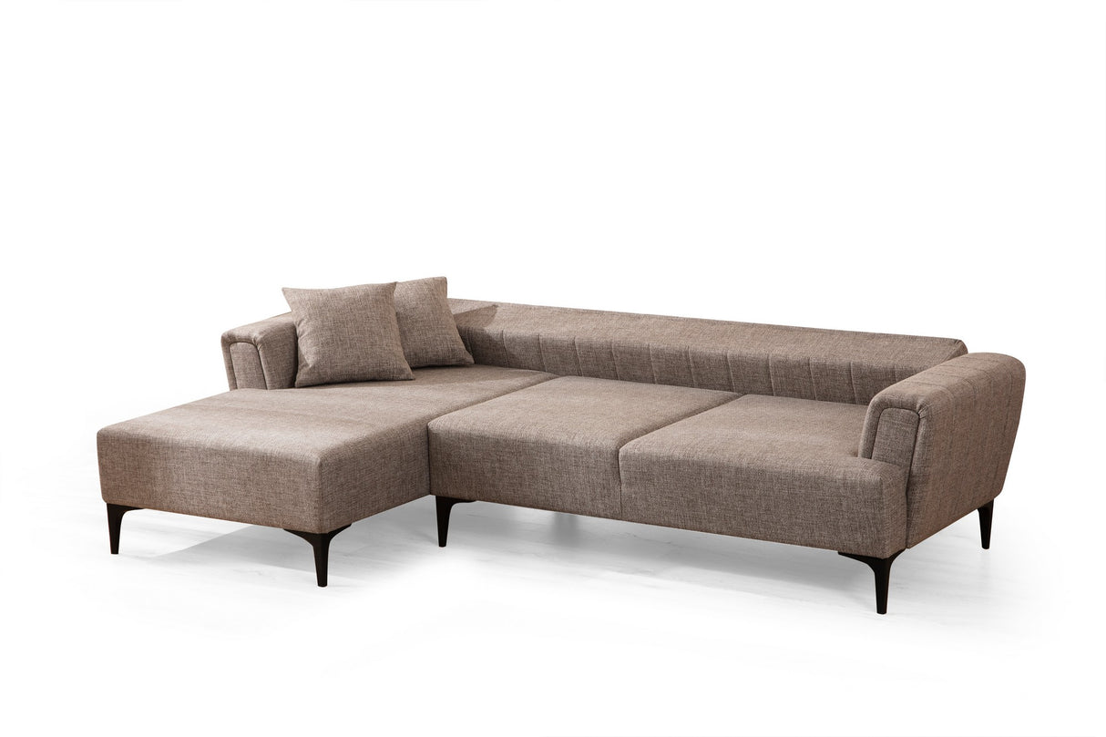 Corner sofa with sleeping function on the left Hamlet light brown