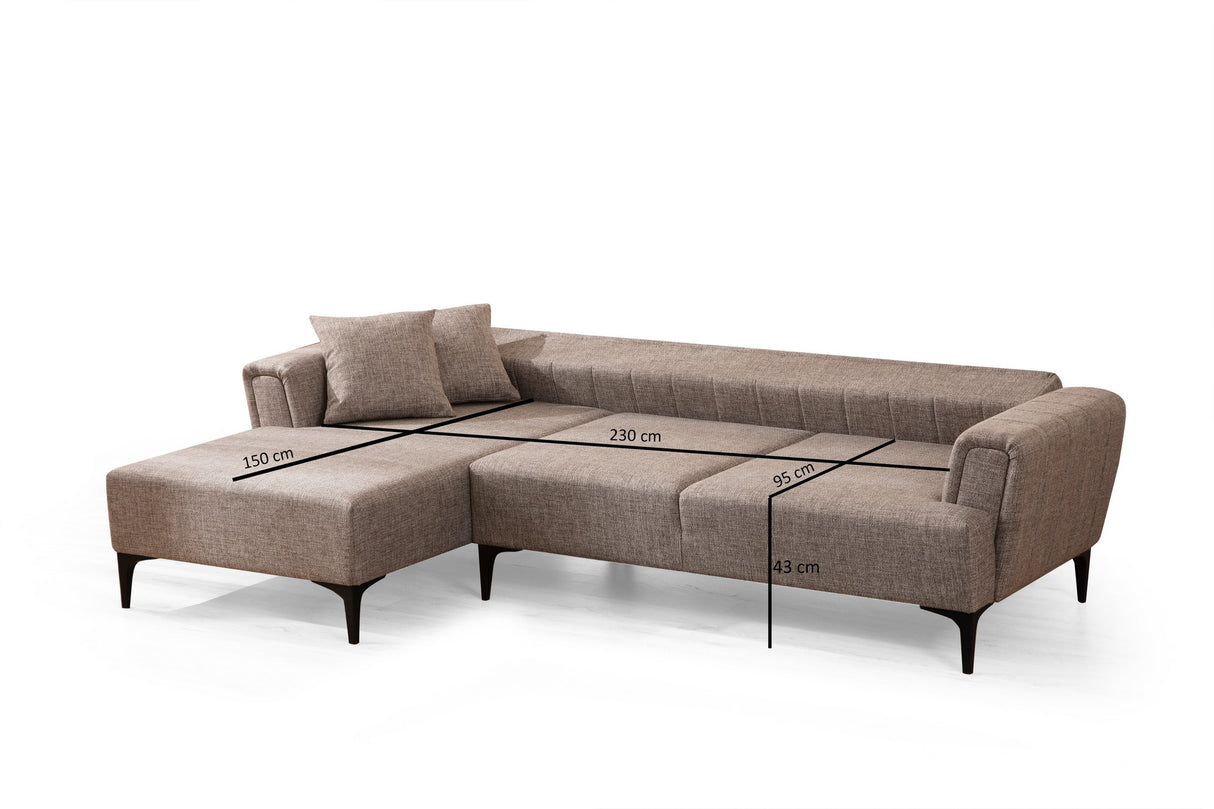 Corner sofa with sleeping function on the left Hamlet light brown