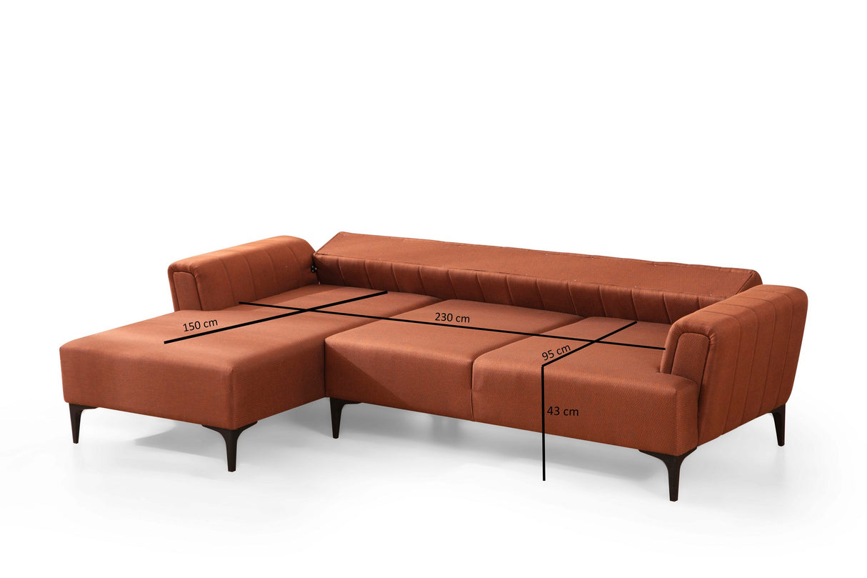 Corner sofa with sleeping function on the left Hamlet tile red