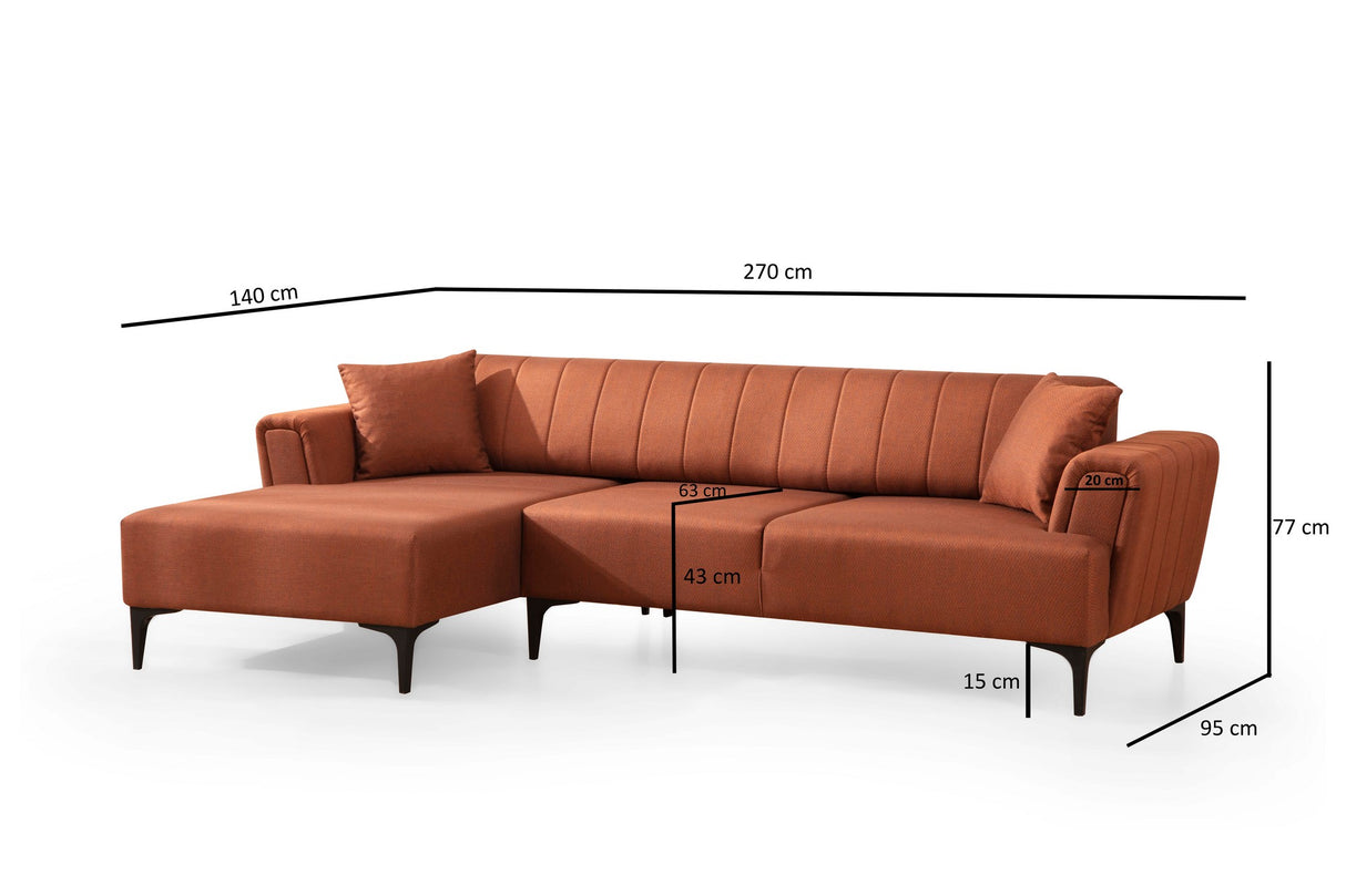 Corner sofa with sleeping function on the left Hamlet tile red