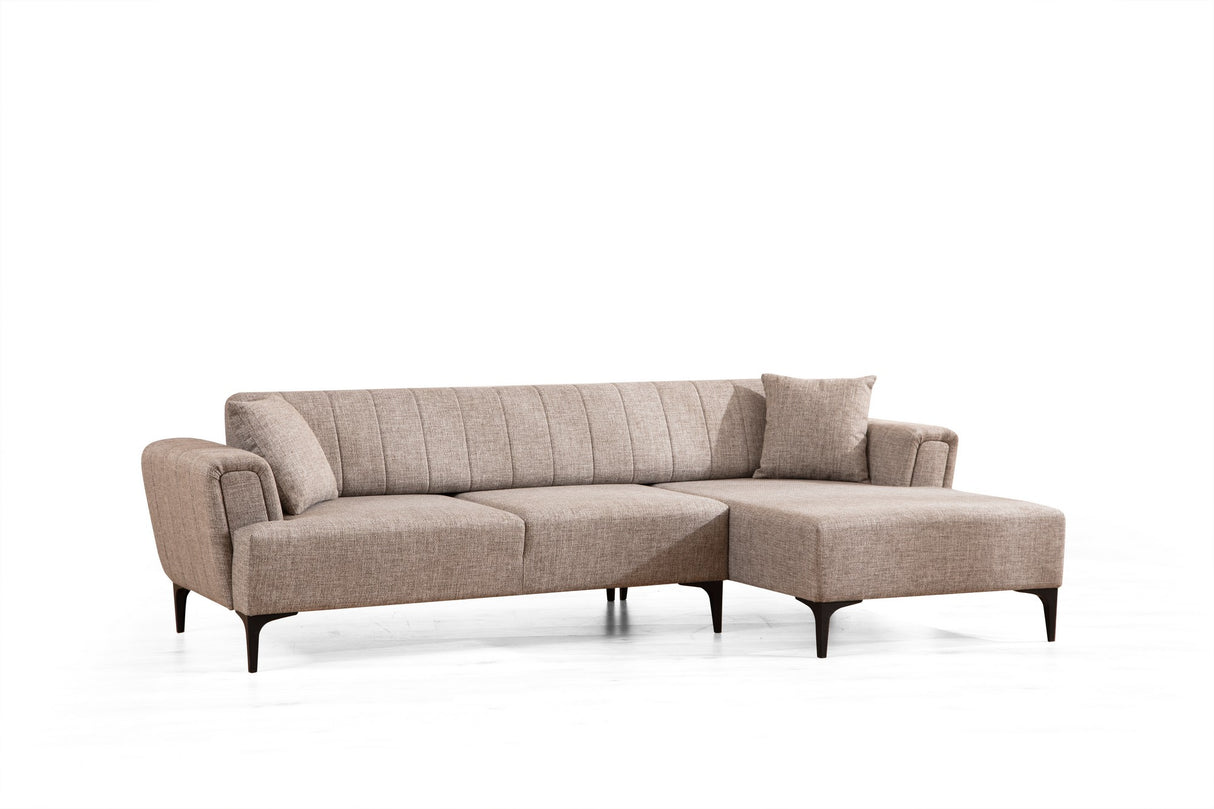 Corner sofa with sleeping function on the right Hamlet light brown