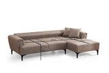 Corner sofa with sleeping function on the right Hamlet light brown