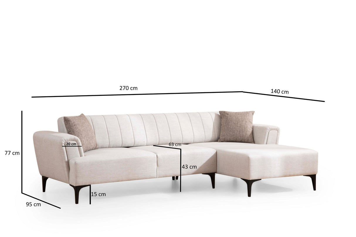 Corner sofa with sleeping function on the right Hamlet ecru