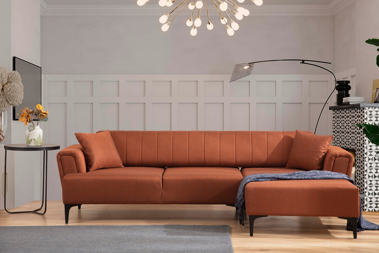 Corner sofa with sleeping function on the right Hamlet tile red