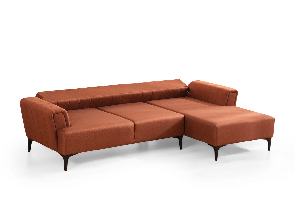 Corner sofa with sleeping function on the right Hamlet tile red