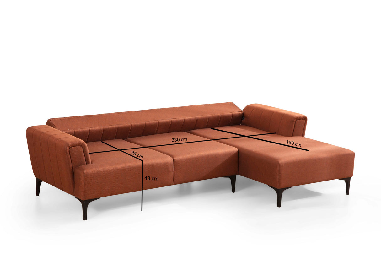 Corner sofa with sleeping function on the right Hamlet tile red