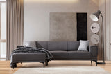 Corner sofa with sleeping function on the left horizon dark gray