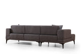 Corner sofa with sleeping function on the left horizon dark gray