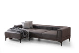 Corner sofa with sleeping function on the left horizon dark gray