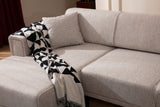 Corner sofa with sleeping function on the left horizon light brown