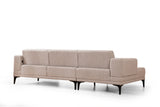 Corner sofa with sleeping function on the left horizon light brown