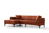 Corner sofa with sleeping function on the left horizon tile red