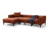 Corner sofa with sleeping function on the left horizon tile red