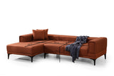 Corner sofa with sleeping function on the left horizon tile red