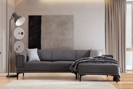 Corner sofa with sleeping function right horizon dark gray