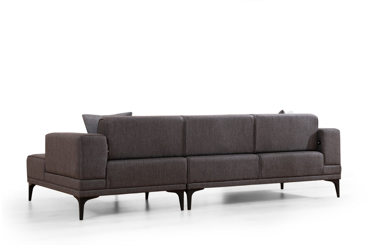 Corner sofa with sleeping function right horizon dark gray