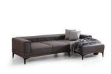 Corner sofa with sleeping function right horizon dark gray