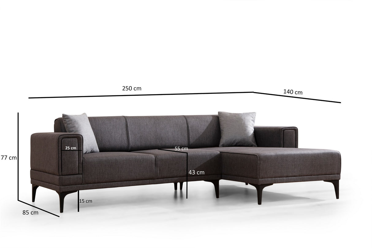 Corner sofa with sleeping function right horizon dark gray