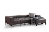 Corner sofa with sleeping function right horizon dark gray