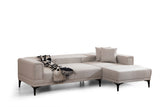 Corner sofa with sleeping function right horizon ecru