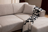 Corner sofa with sleeping function on the right horizon light brown