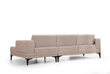 Corner sofa with sleeping function on the right horizon light brown