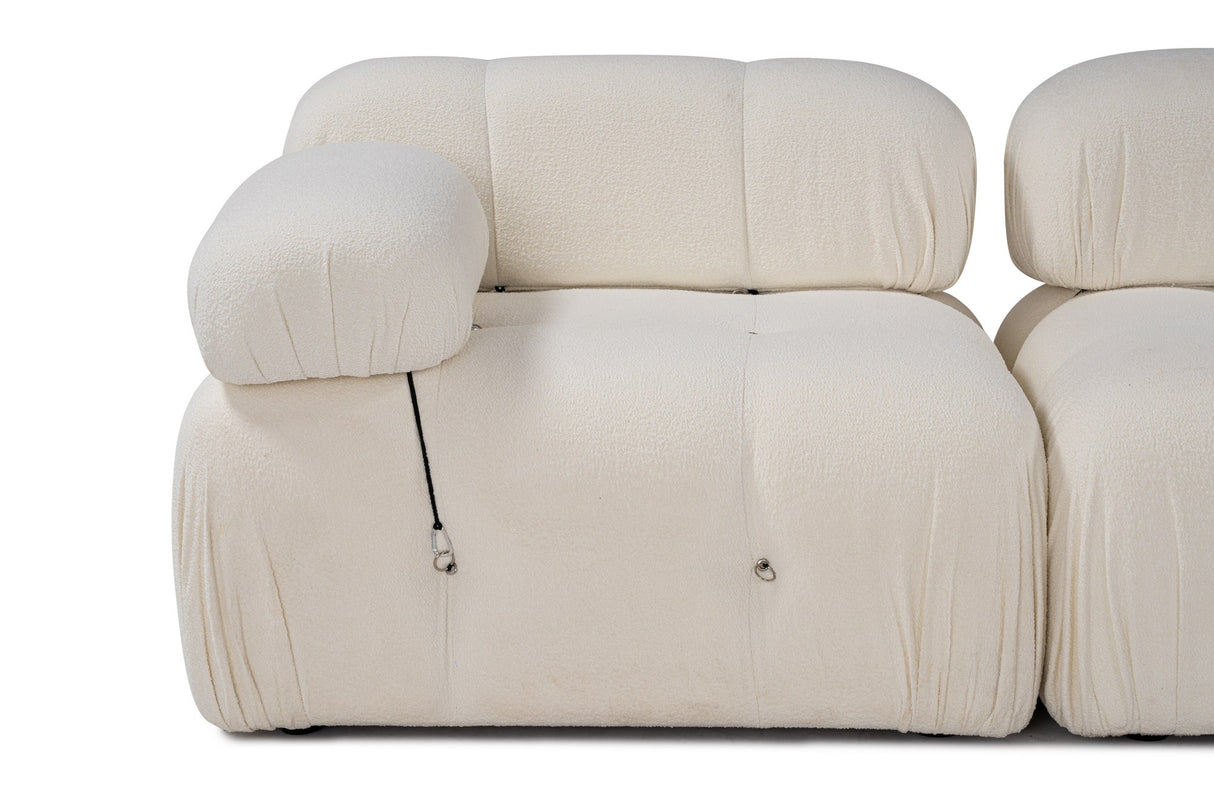 Modular Bank 3-seater with Hocker Bubble Bouclé White