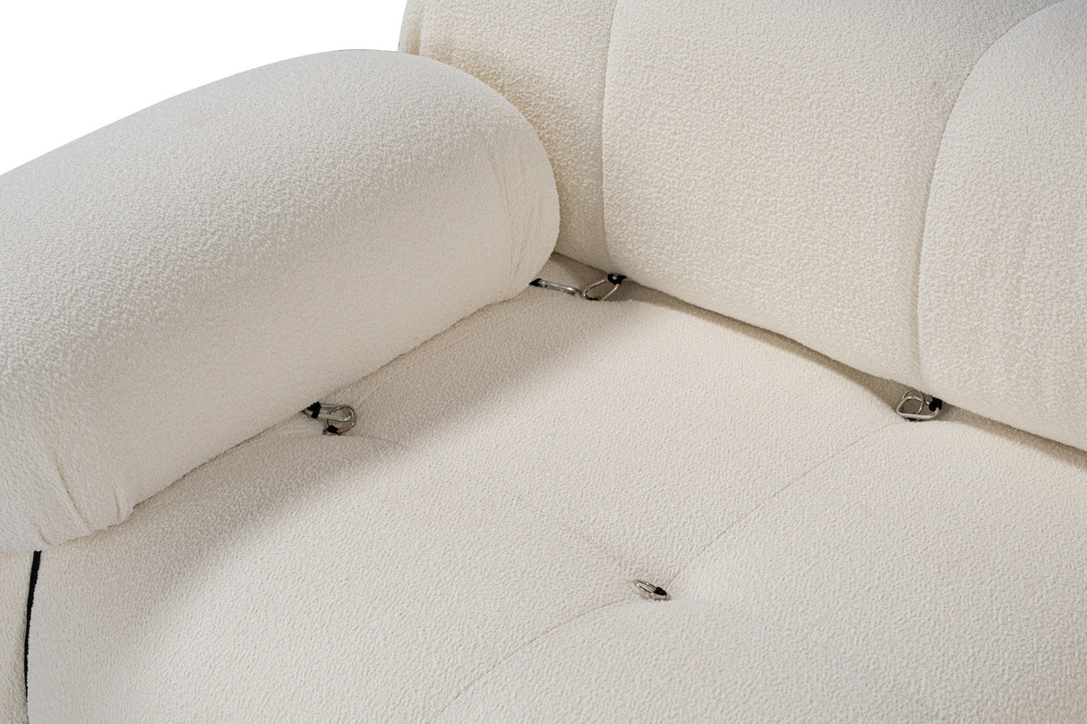 Modular Bank 3-seater with Hocker Bubble Bouclé White