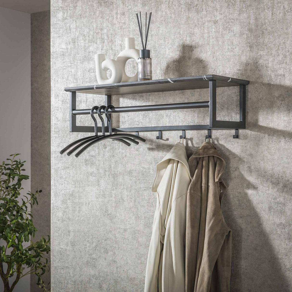 Coat rack Kris 6 perpendicular with rod black