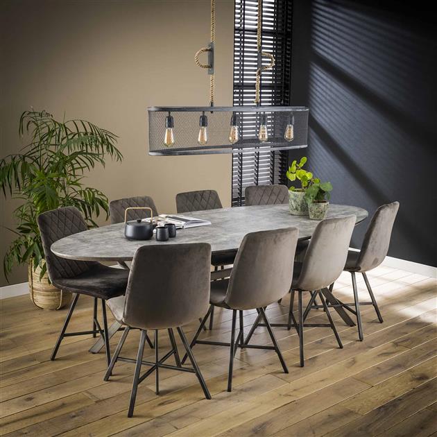 Oval dining table Hayden Industrial concrete look