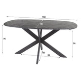Dining table Mysha oval melamine black 150x90 cm 