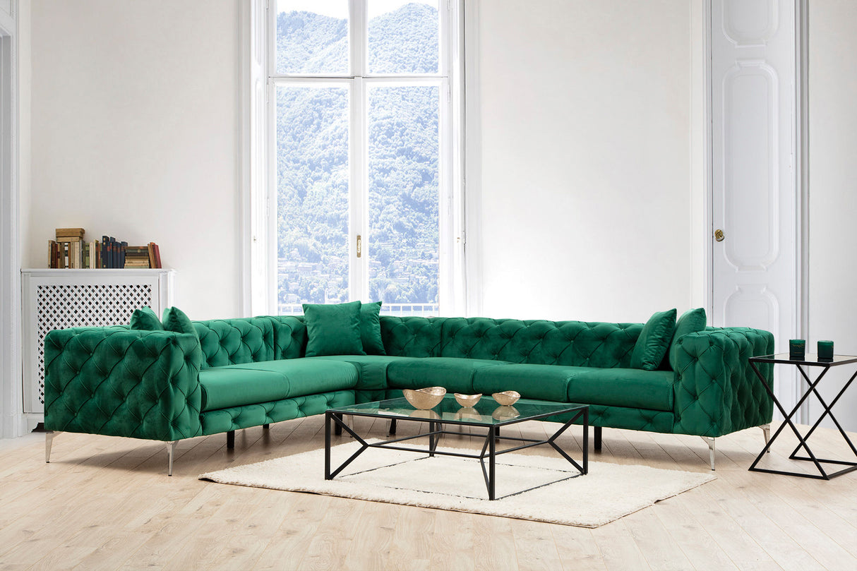 Corner sofa on the left como green