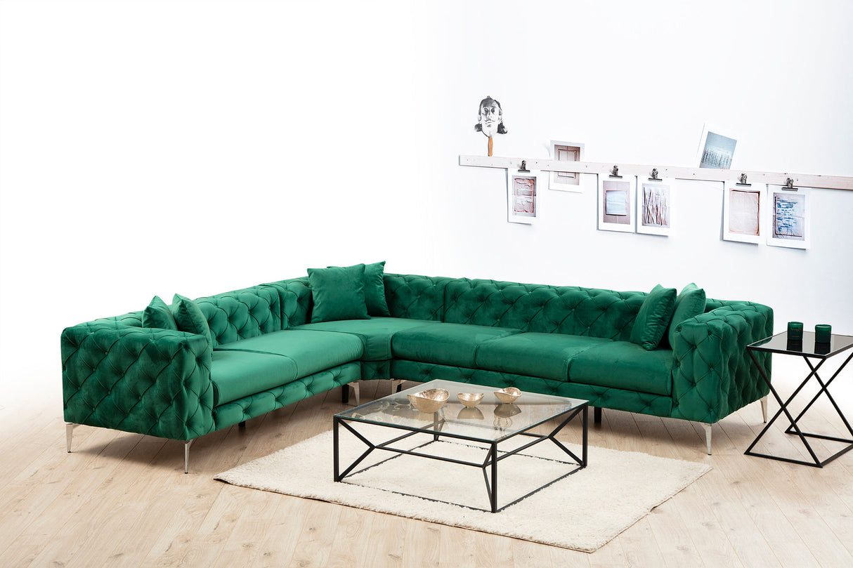 Corner sofa on the left como green