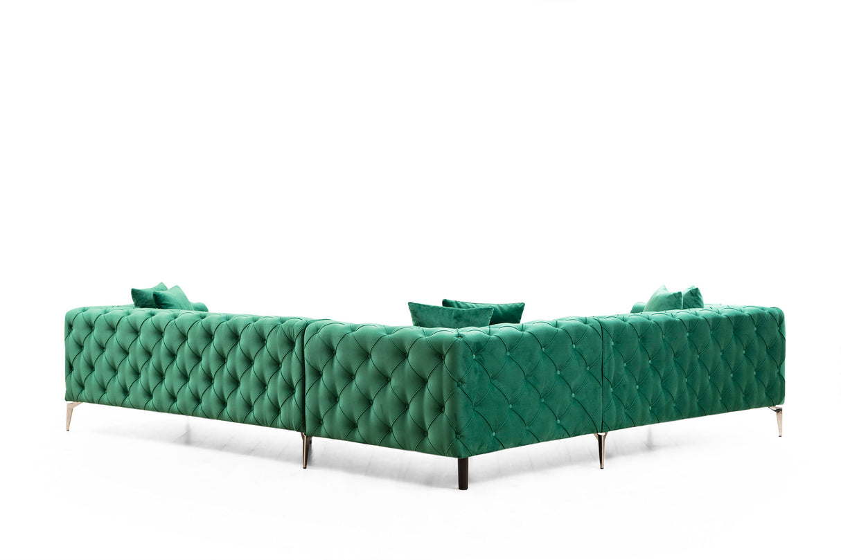 Corner sofa on the left como green