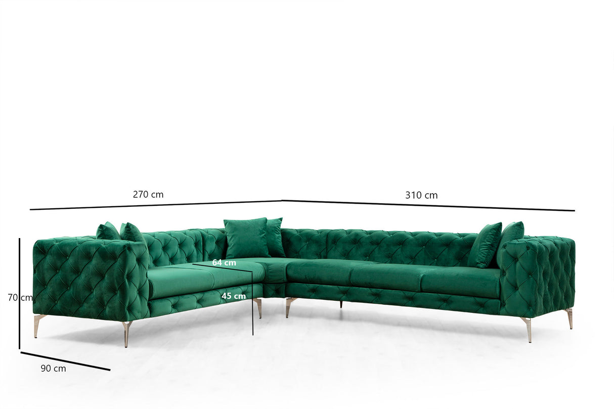 Corner sofa on the left como green