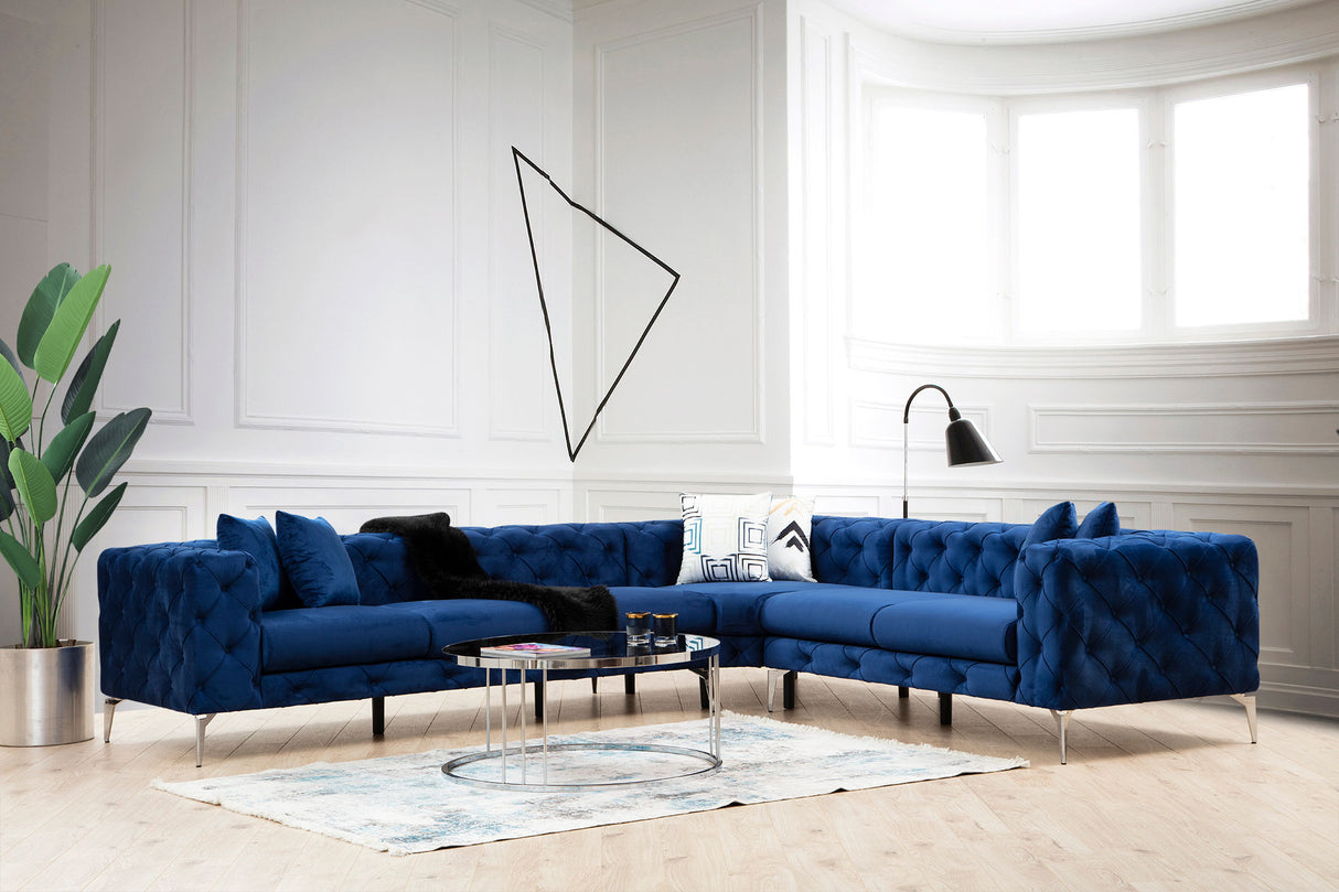 Corner sofa Right Como Navy Blue