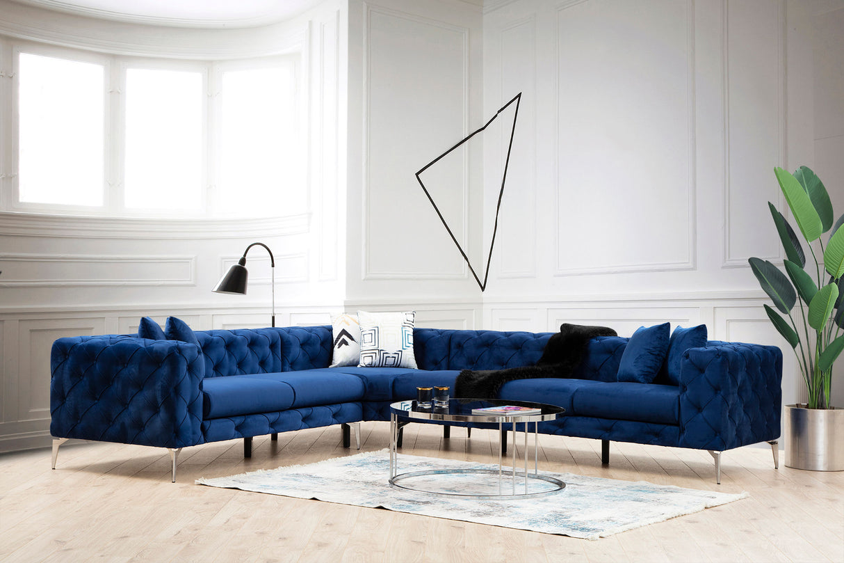 Corner sofa Left Como Navy Blue