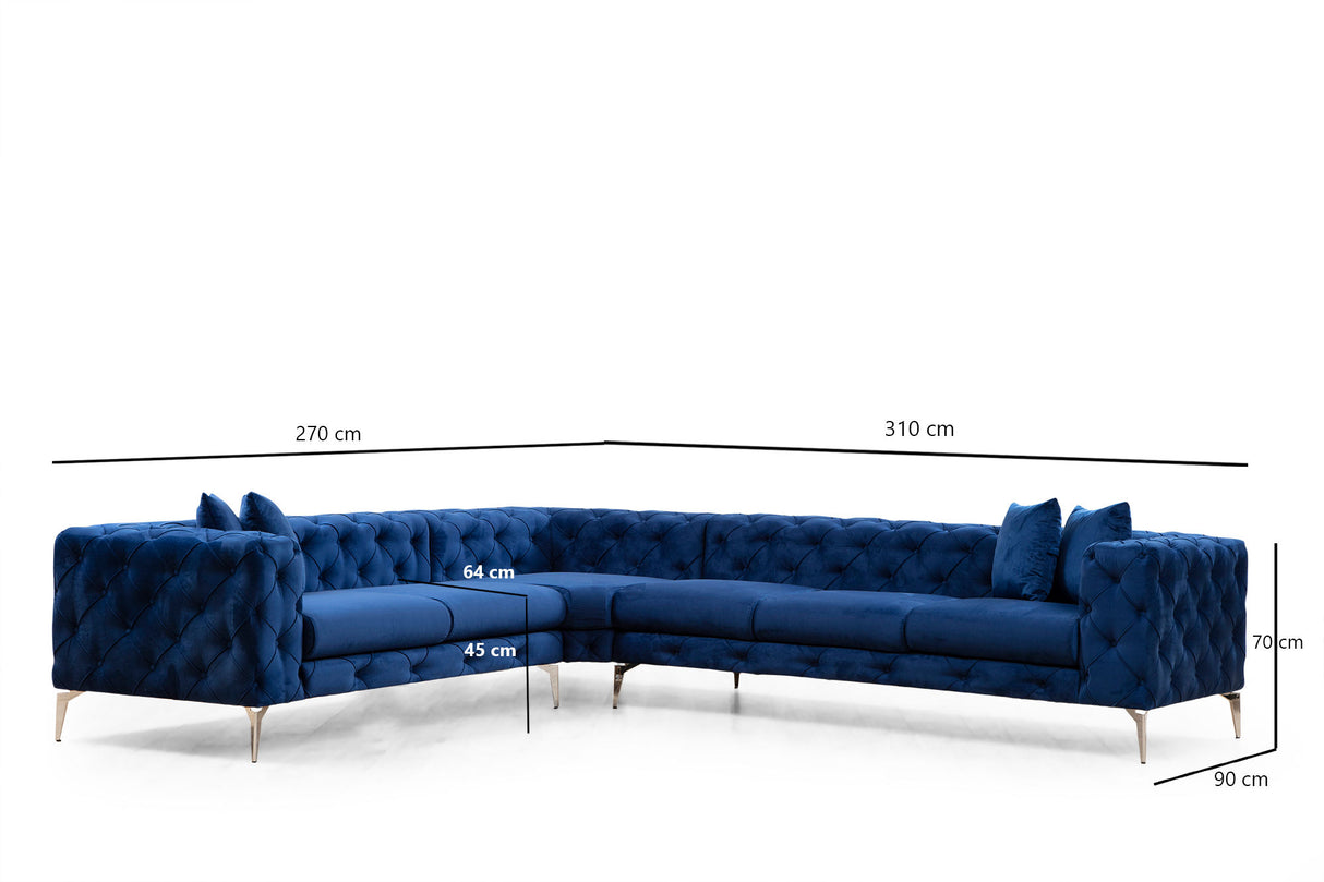 Corner sofa Left Como Navy Blue