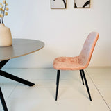 Set of 4 Scandinavian Dining Chairs Old Pink Chenille Fabric Swift - Without Armrests 