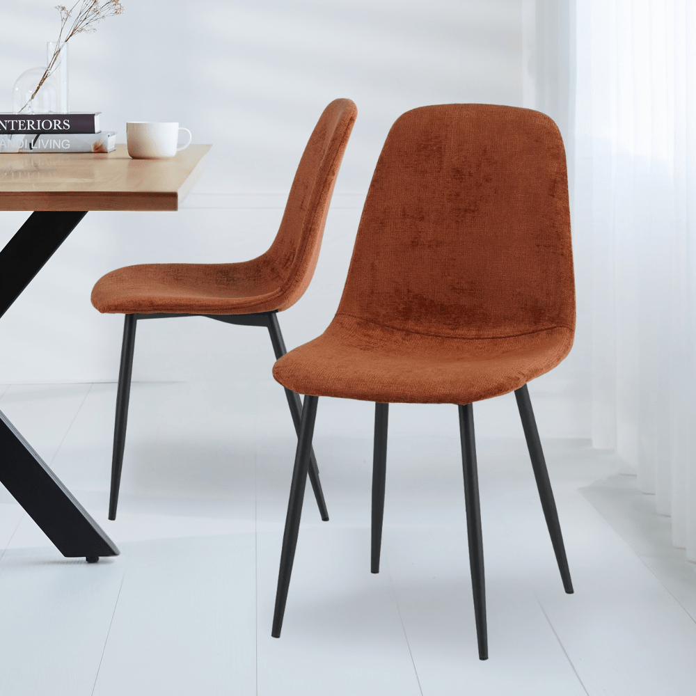 Set of 4 Scandinavian Dining Chairs Swift – Terracotta Chenille