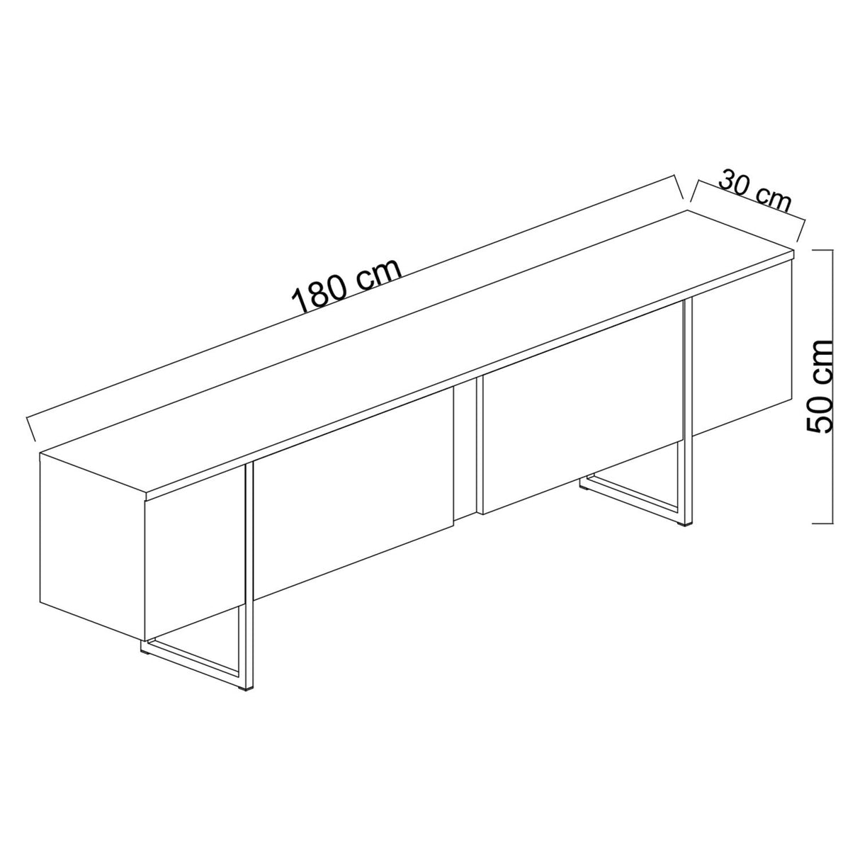 TV furniture luxury walnut gold melamine 180x50x30 cm