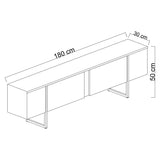 TV furniture luxury white black melamine 180x50x30 cm