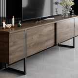 TV furniture luxury walnut black melamine 180x50x30 cm