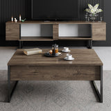 TV furniture luxury walnut black melamine 180x50x30 cm