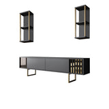 TV furniture set Gold Line Anthracite Black Melamine 180x48x30 cm