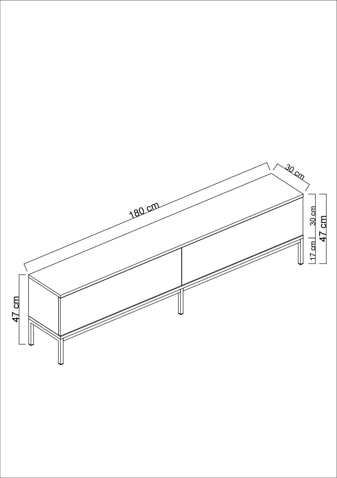 TV furniture Lord white gold melamine 180x47x30 cm