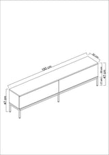 TV furniture Lord white gold melamine 180x47x30 cm