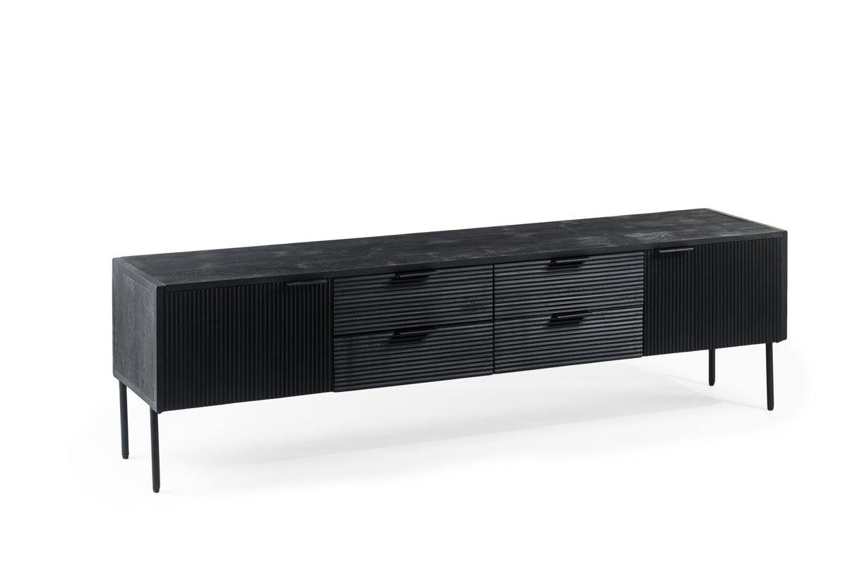 TV cabinet Mango wood black 175x40x52 cm Lando 