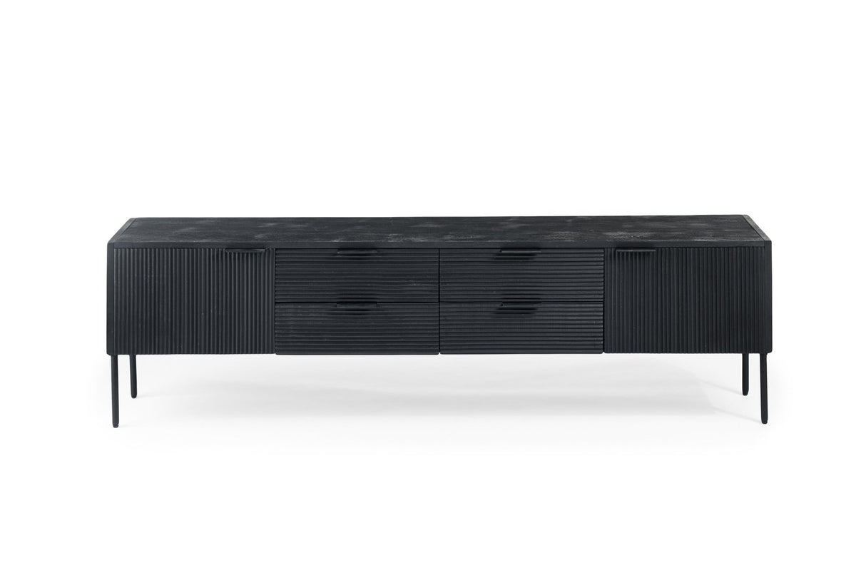 TV cabinet Mango wood black 175x40x52 cm Lando 