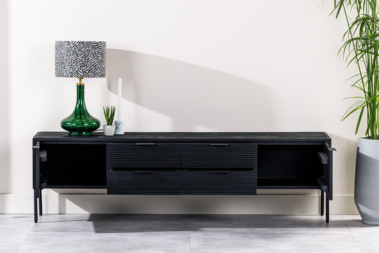 TV cabinet Mango wood black 175x40x52 cm Lando 